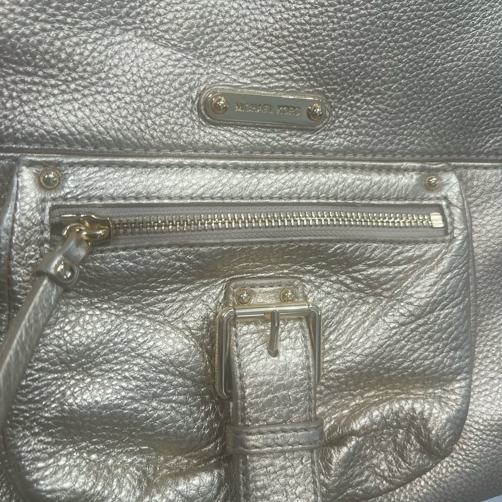 Michael By Michael Kors Fulton Gold Metallic Leather Large Hobo Shoulder Purse - Picture 3 of 6